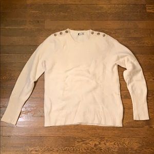 J. Crew Wool Button Sweater Ivory XL